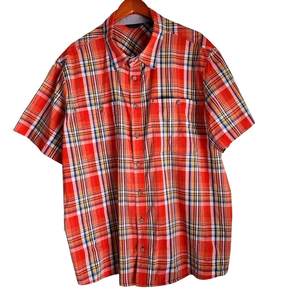 Jockey Shirt Mens 3XL Red Plaid button down Short Sleeve XXXL Excellent Casual
